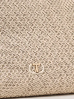 Borsa Breid Twinset in rafia e pelle sintetica