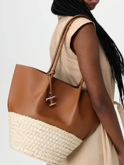 Borsa Bux Tod's in pelle e rafia intrecciata
