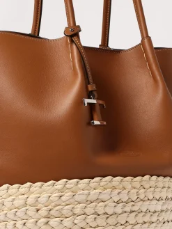 Borsa Bux Tod's in pelle e rafia intrecciata