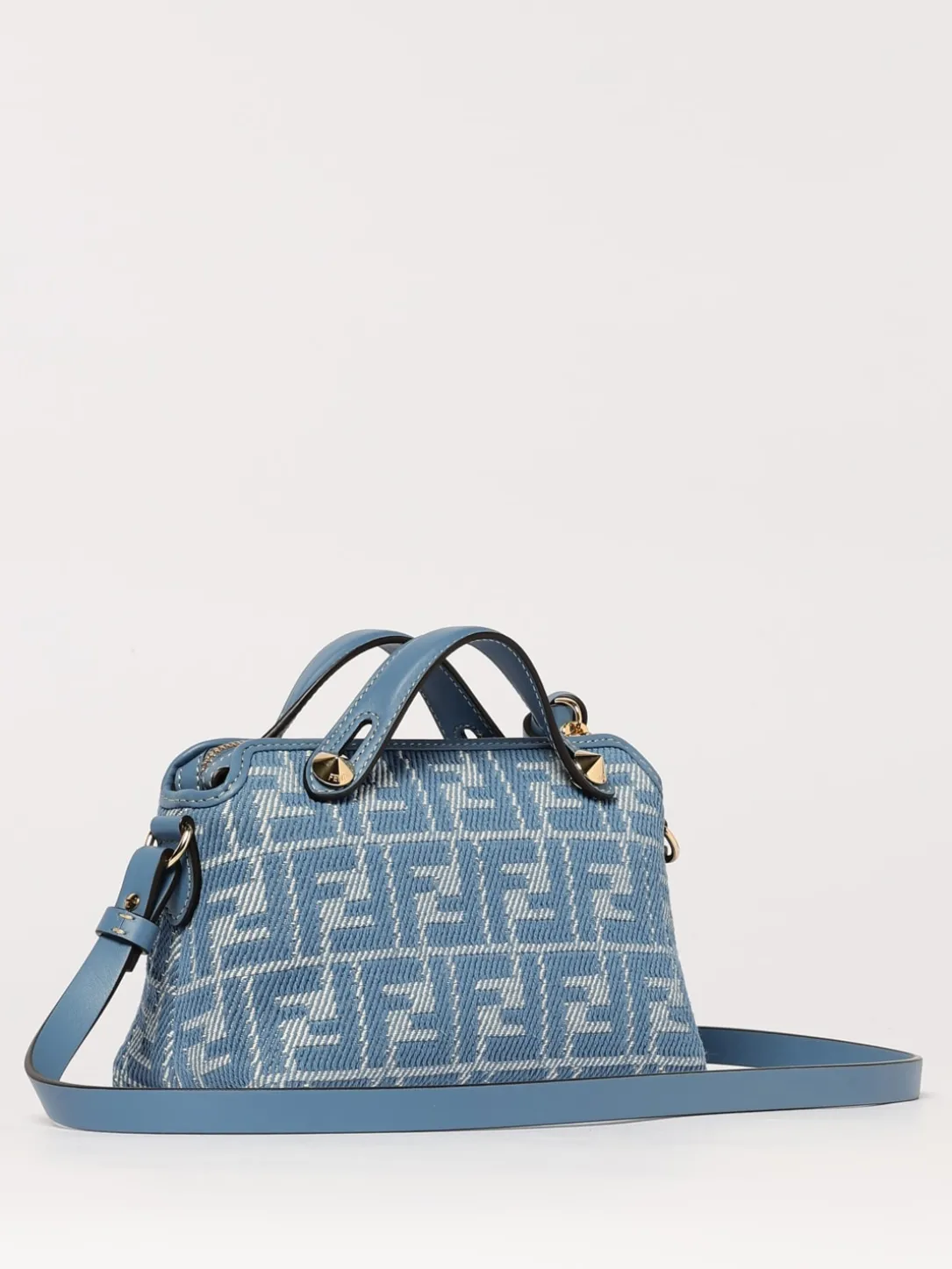 Borsa by The Way Soft Mini Fendi in denim con monogram FF jacquard