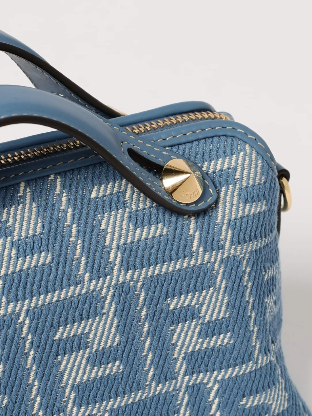 Borsa by The Way Soft Mini Fendi in denim con monogram FF jacquard