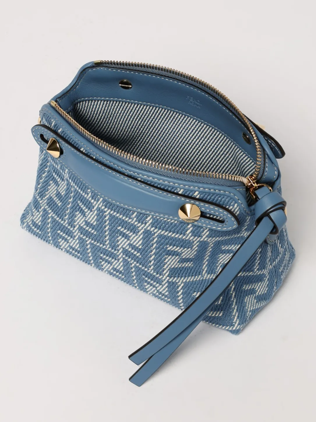 Borsa by The Way Soft Mini Fendi in denim con monogram FF jacquard