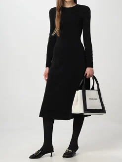 Borsa Cabas Navy S Balenciaga in canvas con logo stampato