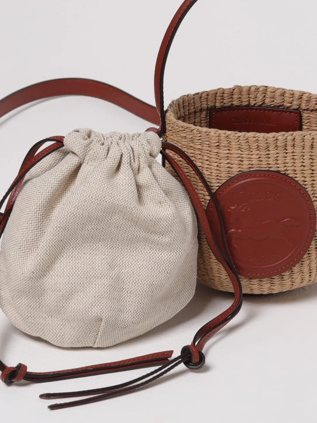 Borsa Chloè in rafia e pelle