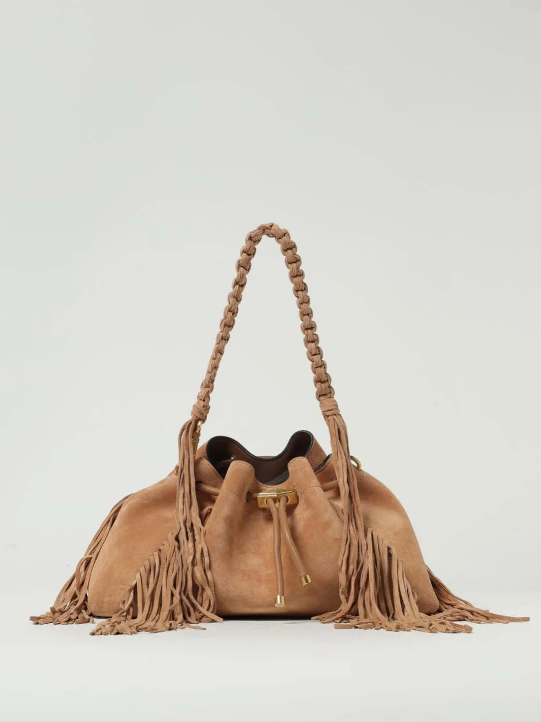 Borsa Cinch M in pelle scamosciata con frange Jimmy Choo