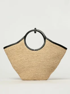 Borsa Courrèges in rafia intrecciata e pelle