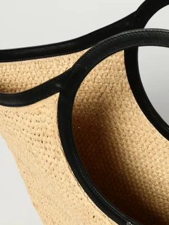 Borsa Courrèges in rafia intrecciata e pelle