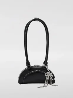 Borsa Curved Self-Portrait in pelle con fiocchi di strass