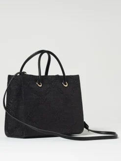 Borsa Elisabetta Franchi in rafia con logo jacquard