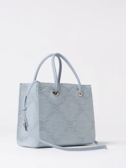 Borsa Elisabetta Franchi in rafia con logo jacquard