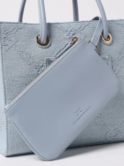 Borsa Elisabetta Franchi in rafia con logo jacquard