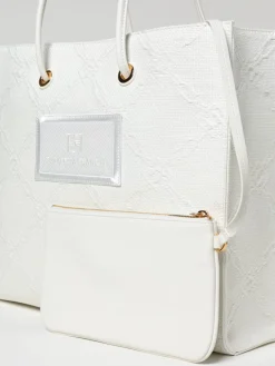 Borsa Elisabetta Franchi in rafia con logo jacquard