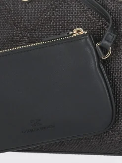 Borsa Elisabetta Franchi in rafia con logo jacquard