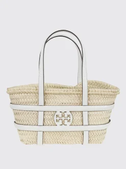 Borsa Ella Tory Burch in rafia intrecciata e pelle