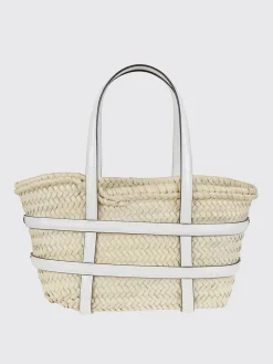 Borsa Ella Tory Burch in rafia intrecciata e pelle