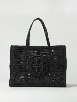 Borsa Ella Tory Burch in rafia crochet e pelle