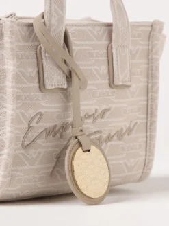 Borsa Emporio Armani in canvas misto cotone con logo jacquard