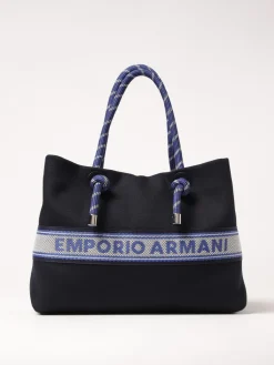 Borsa Emporio Armani in canvas di cotone con logo jacquard