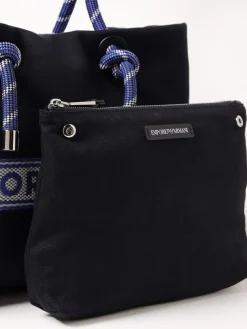 Borsa Emporio Armani in canvas di cotone con logo jacquard