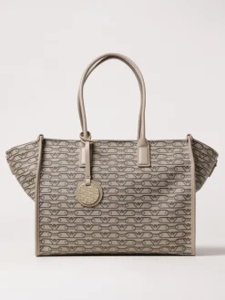 Borsa Emporio Armani in cotone spalmato con logo all over