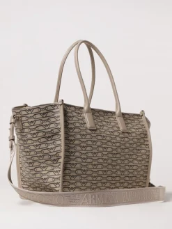 Borsa Emporio Armani in cotone spalmato con logo all over