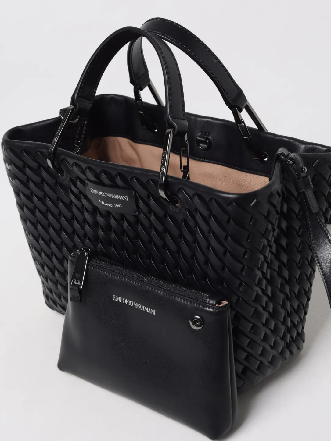 Borsa Emporio Armani in pelle intrecciata