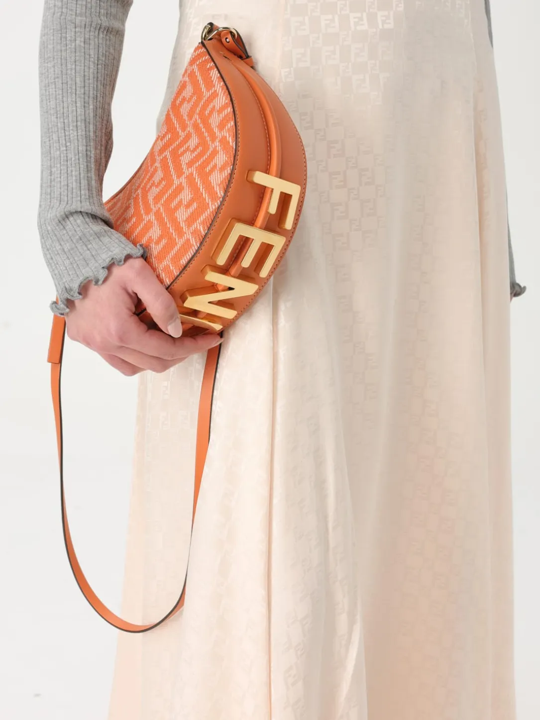 Borsa Fendigraphy Mini Fendi in canvas jacquard e pelle