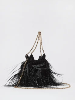 Borsa Fleming Tory Burch in raso con piume e perline ricamate