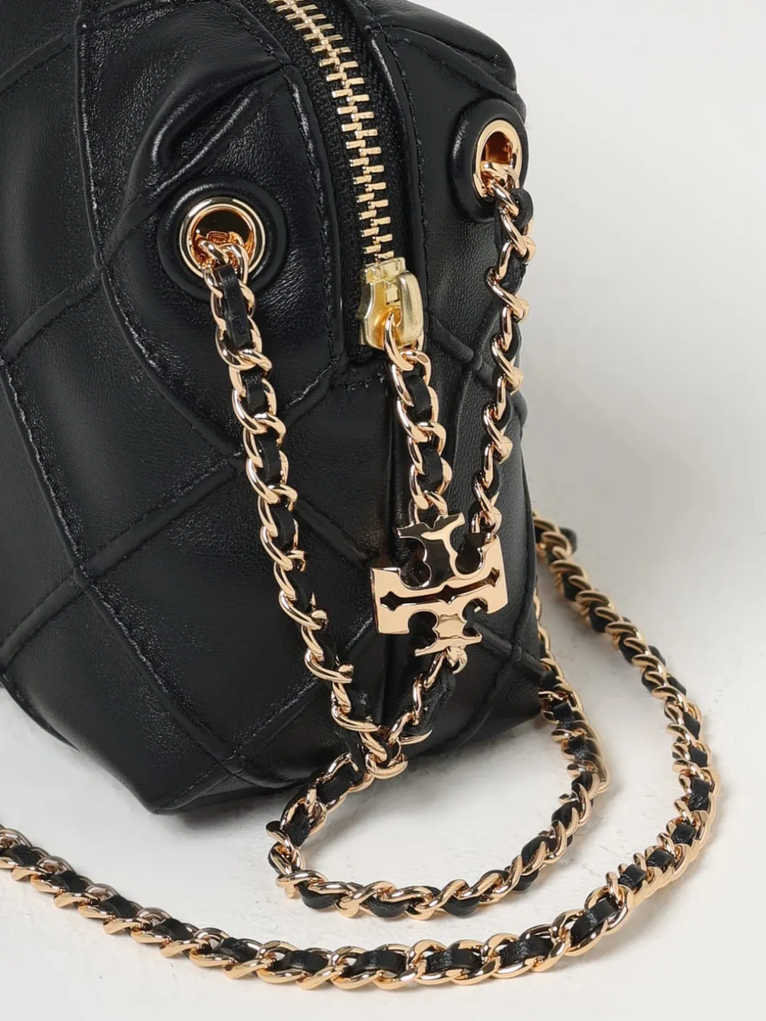 Borsa Fleming Tory Burch in pelle con lavorazione a diamante