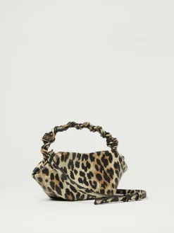 Borsa Ganni in canvas di cotone stampa animalier