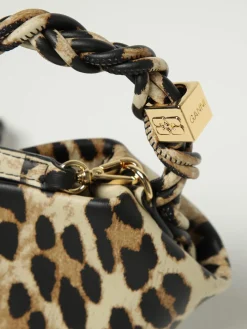 Borsa Ganni in canvas di cotone stampa animalier