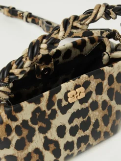 Borsa Ganni in canvas di cotone stampa animalier
