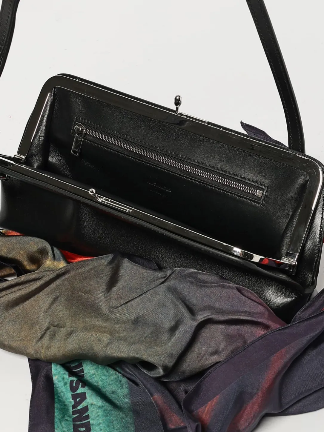 Borsa Goji Jil Sander in pelle palmellata con manico di foulard