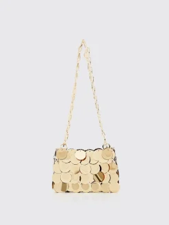Borsa Gold Sparkle Discs Nano Rabanne in paillettes