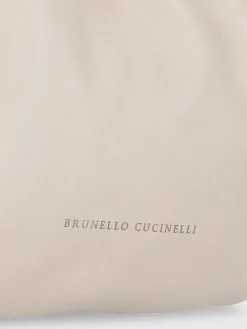 Borsa Hobo Brioche Brunello Cucinelli in pelle soft con Precious Chain