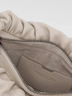 Borsa Hobo Brioche Brunello Cucinelli in pelle soft con Precious Chain