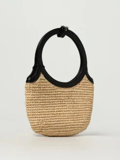 Borsa Holy Courrèges in rafia intrecciata e pelle