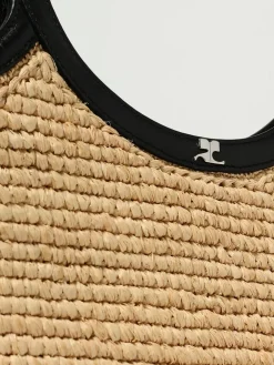 Borsa Holy Courrèges in rafia intrecciata e pelle