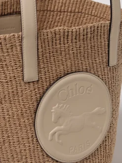 Borsa Horse Medal Chloè in rafia e pelle