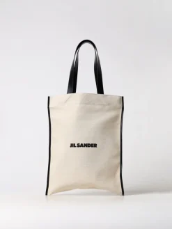 Borsa Jil Sander in iuta e pelle con logo