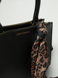 Borsa Just Cavalli in pelle sintetica saffiano con foulard animalier