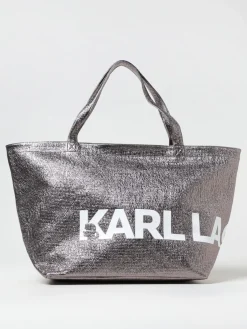 Borsa Karl Lagerfeld in pelle sintetica laminata con stampa logo