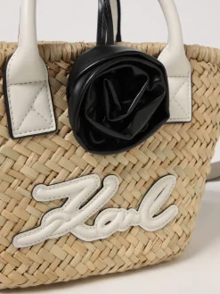 Borsa K-Signature Karl Lagerfeld in rafia intrecciata e pelle sintetica