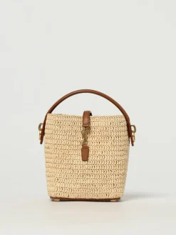 Borsa Le 37 Mini Saint Laurent in rafia crochet e pelle