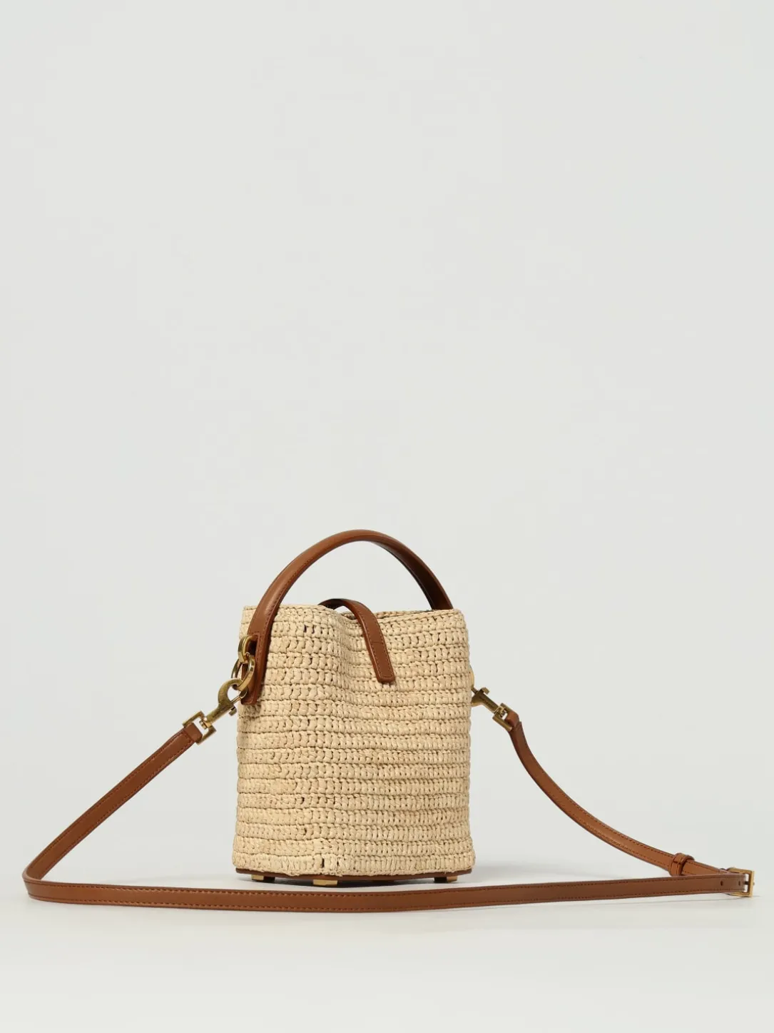 Borsa Le 37 Mini Saint Laurent in rafia crochet e pelle