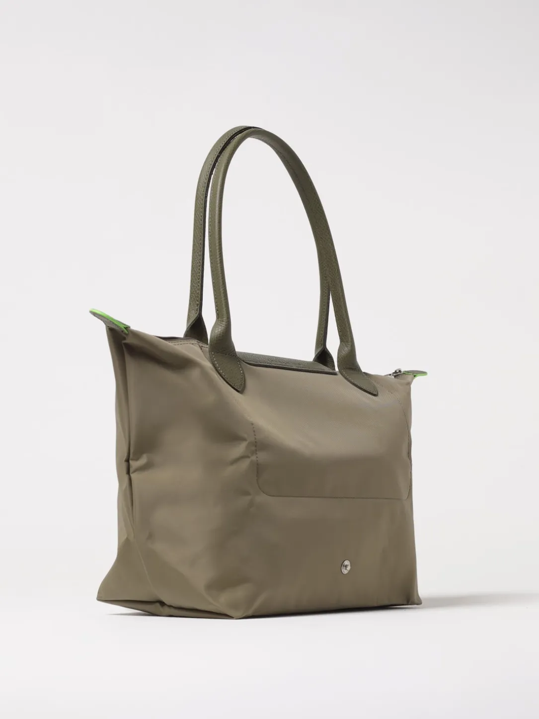 Borsa Le Pliage Green M Longchamp in nylon riciclato e pelle