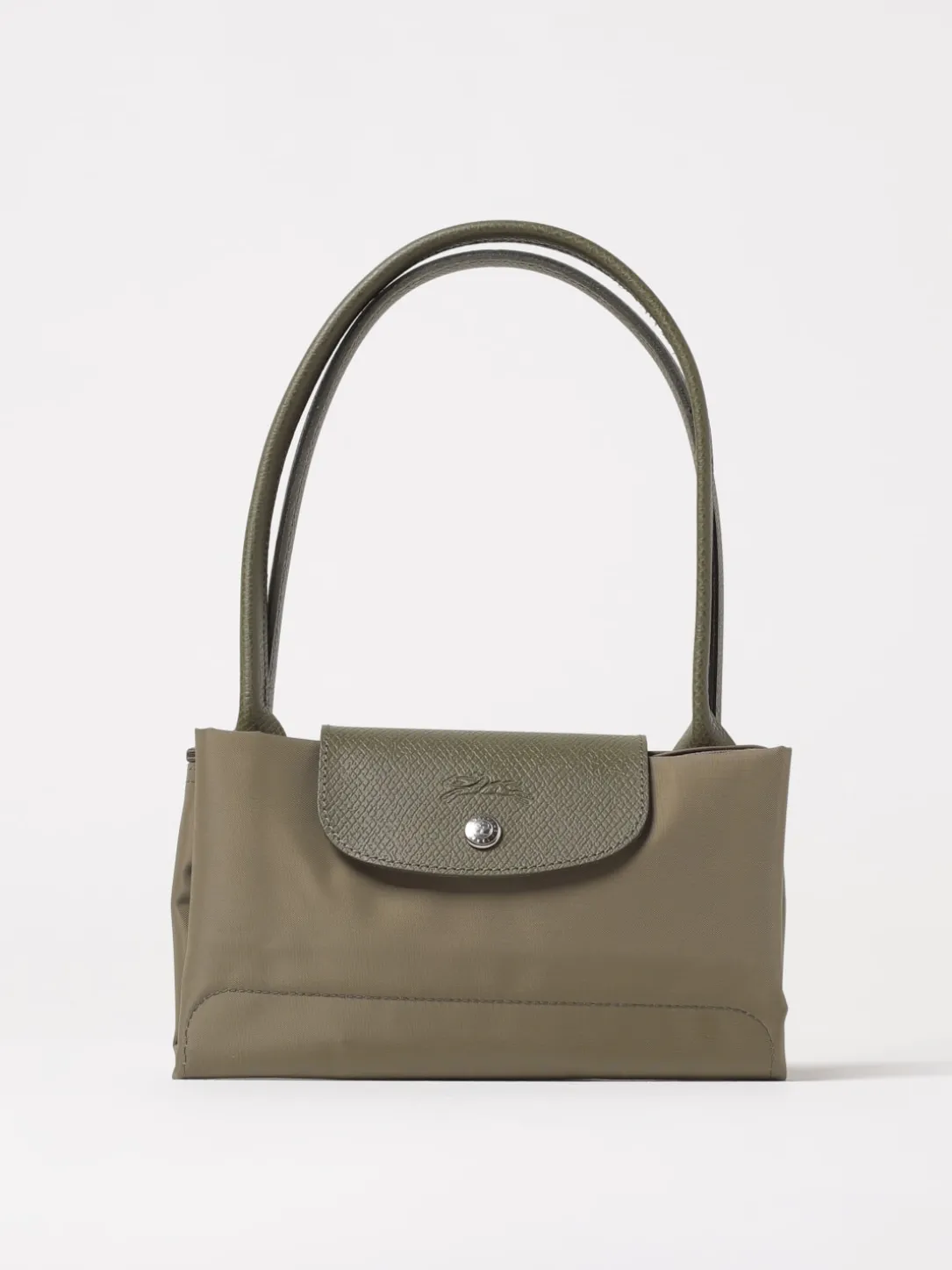 Borsa Le Pliage Green M Longchamp in nylon riciclato e pelle