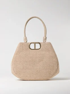 Borsa Lila Twinset in tessuto e rafia intrecciata