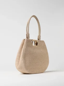 Borsa Lila Twinset in tessuto e rafia intrecciata