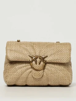 Borsa Love Puff Pinko in rafia matelassè